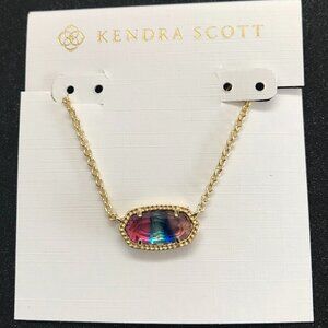 New Kendra Scott Elisa Gold Short Necklace in Watercolor Illusion